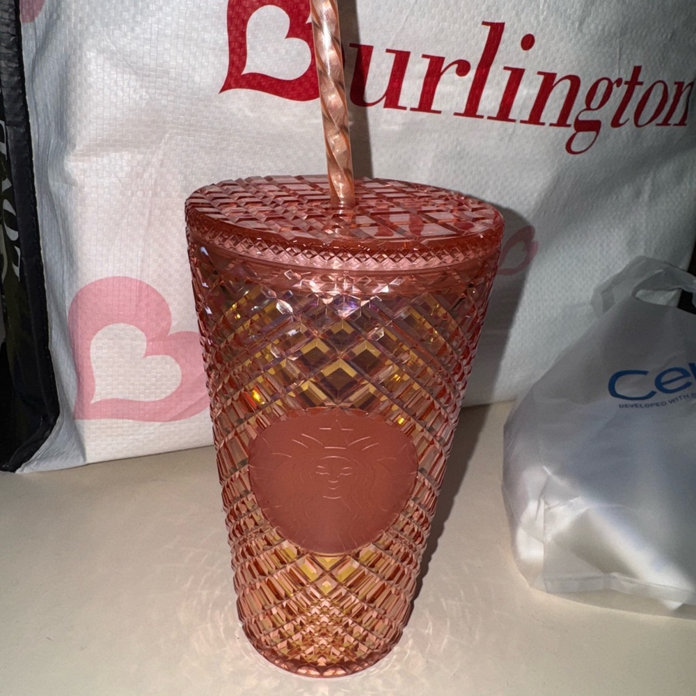 Pink Tumbler with Straw